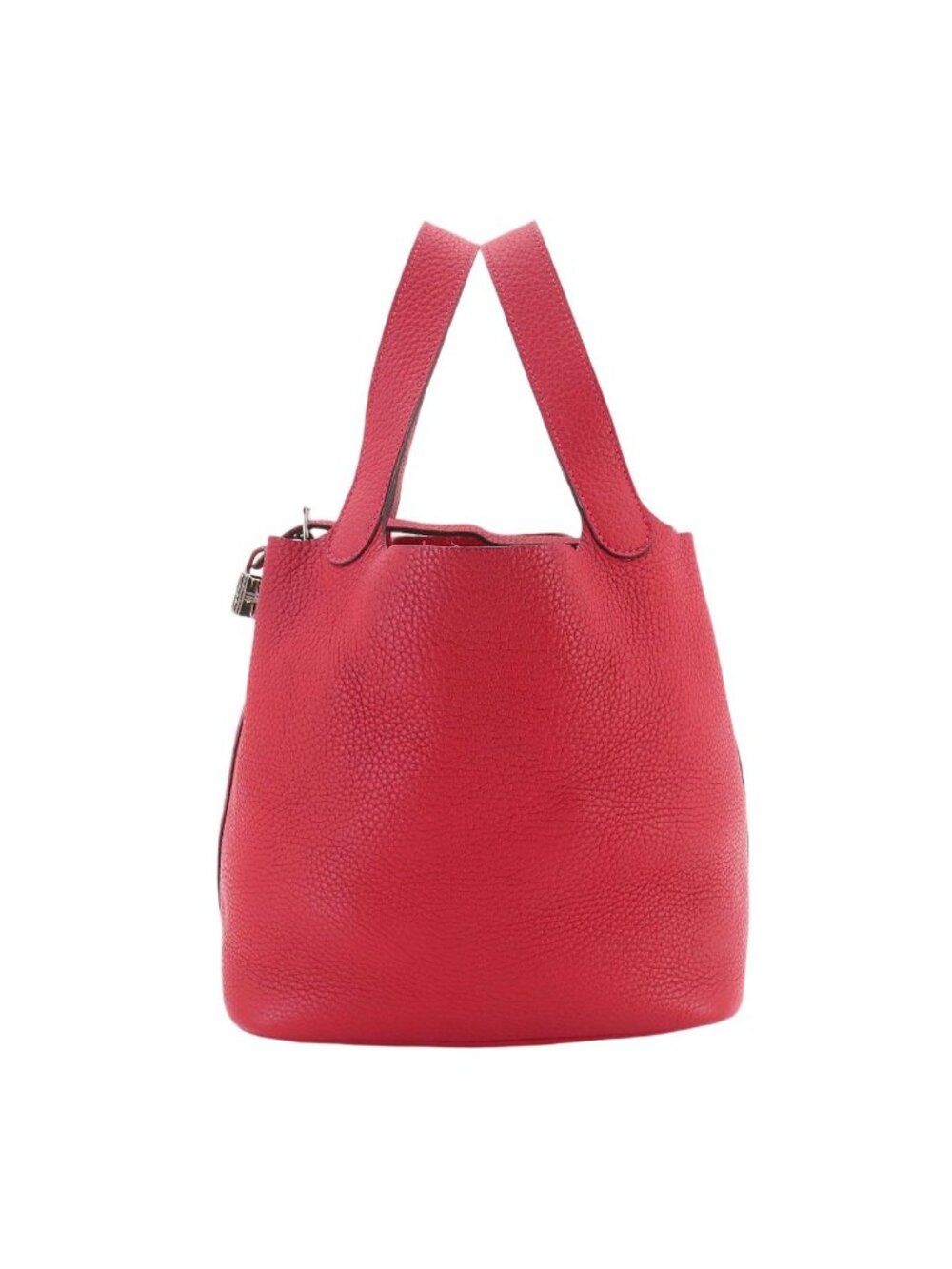 Hermes Picotin Lock 22 Handbag Taurillon Clemence Rouge Piment Silver